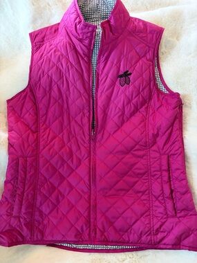 Peter Millar Quilted Sleeveless Vest - Pink and black